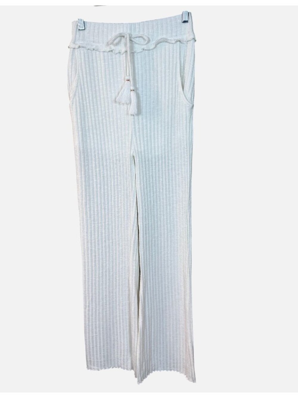 Vintage Havana Ribbed Lettuce Edge Drawstring Waist Cover Up Lounge Pants M